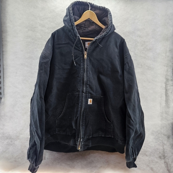 VTG Carhartt Jacket‎ Mens 3XL J140 BLK UFCW Union Quilted Flannel Lined USA Made - Picture 1 of 10